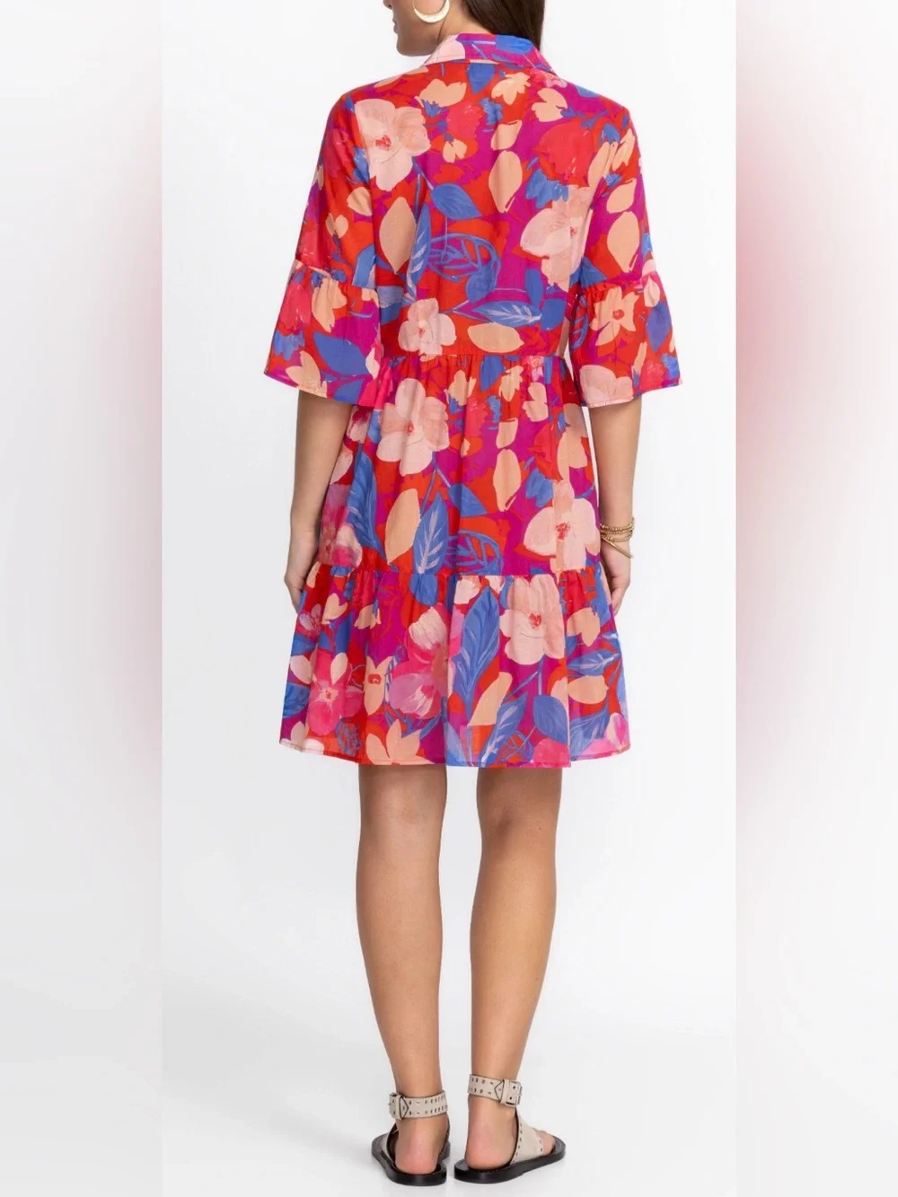 Johnny Was Giverney Gardens Ruffle Sleeve Dress Cover Up Size S - Picture 3 of 6